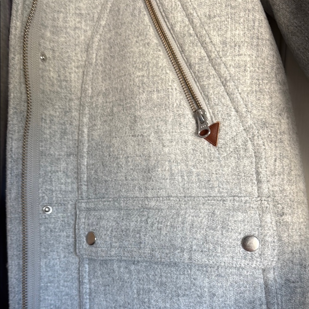 J. Crew Gray Wool Pea Coat with Fur Collar - Picture 6 of 7